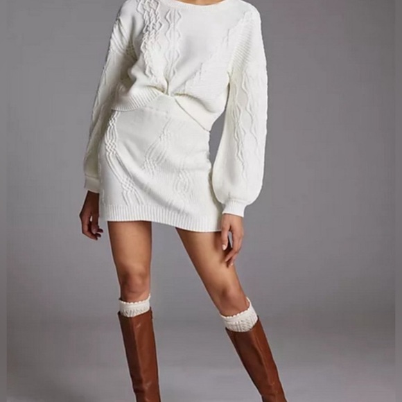 Anthropologie cable knit two piece set NWT ivory - Picture 2 of 5